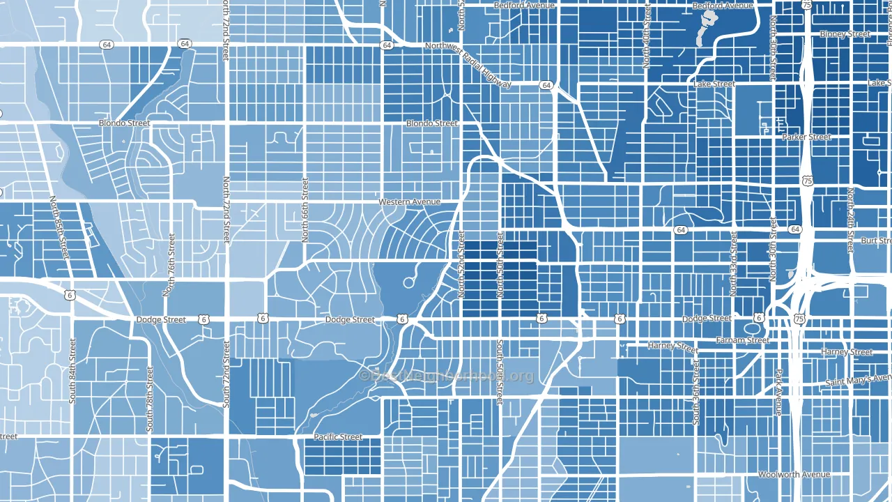 68132, NE block-group political-lean map