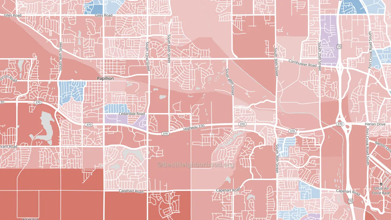 68133, NE block-group political-lean map