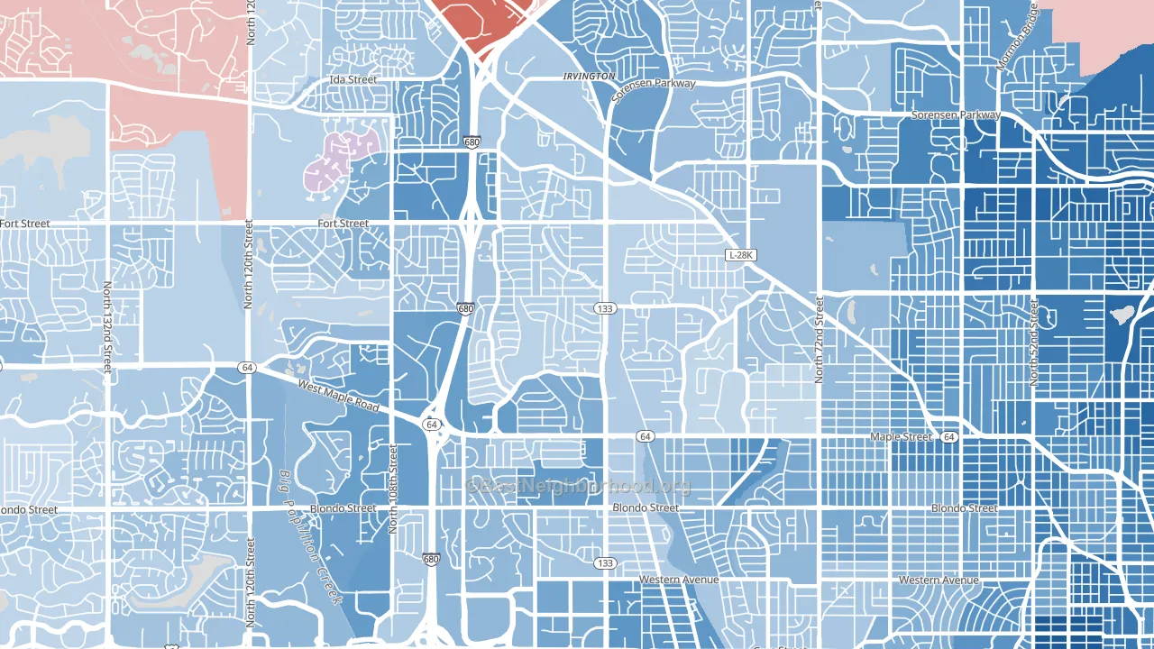 68134, NE block-group political-lean map