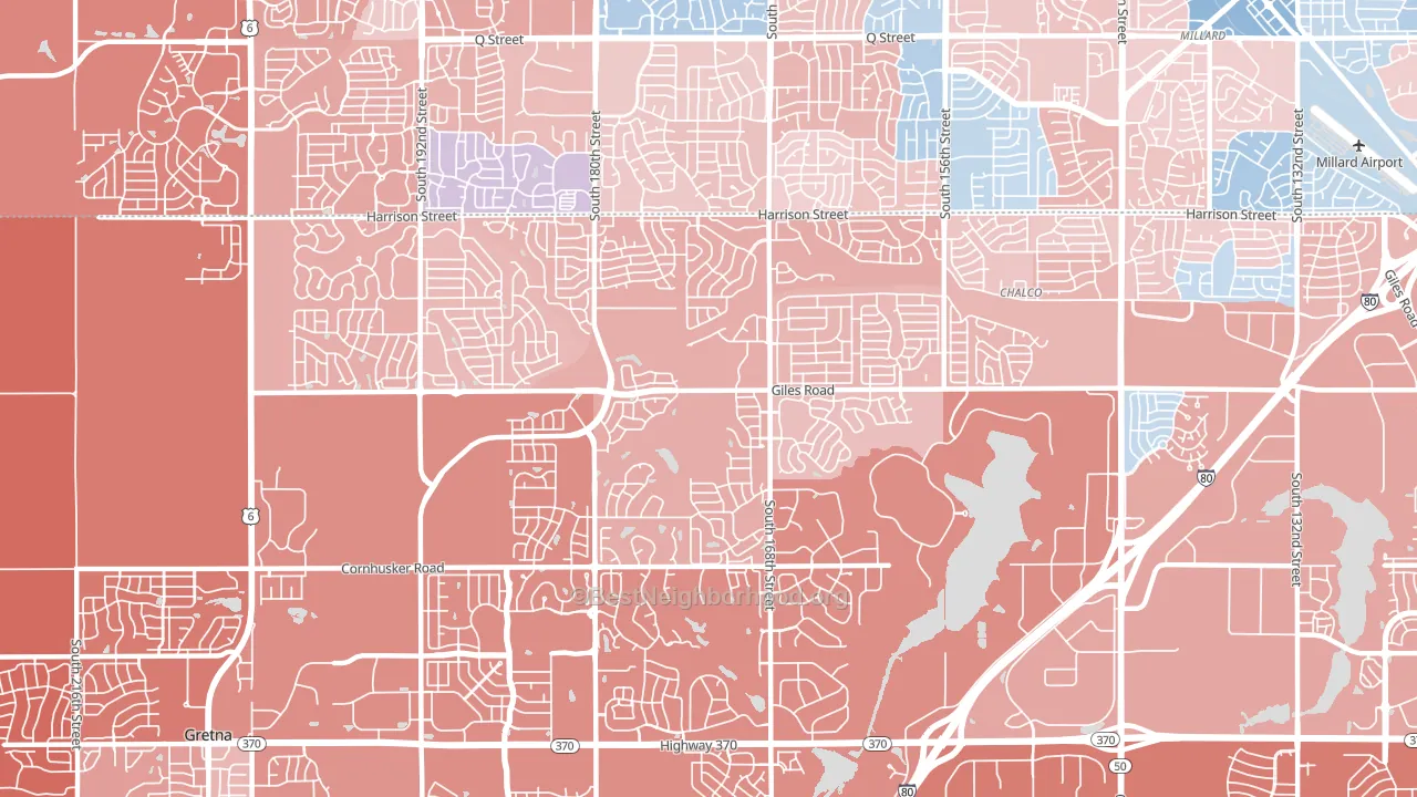 68136, NE block-group political-lean map