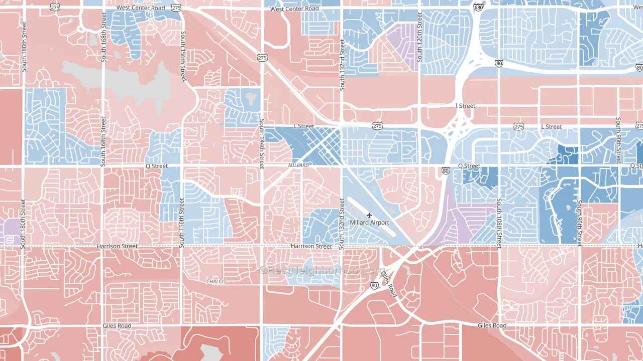 68137, NE block-group political-lean map