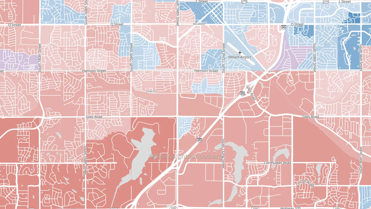 68138, NE block-group political-lean map