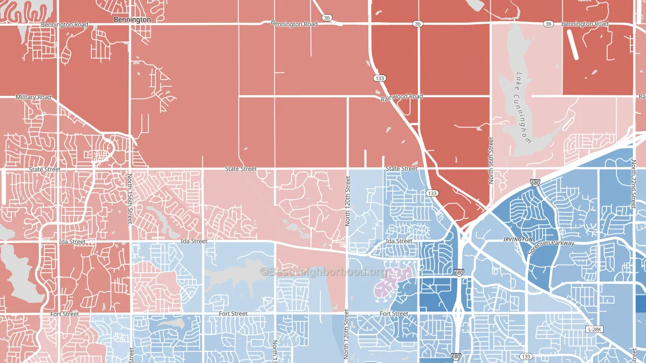 68142, NE block-group political-lean map