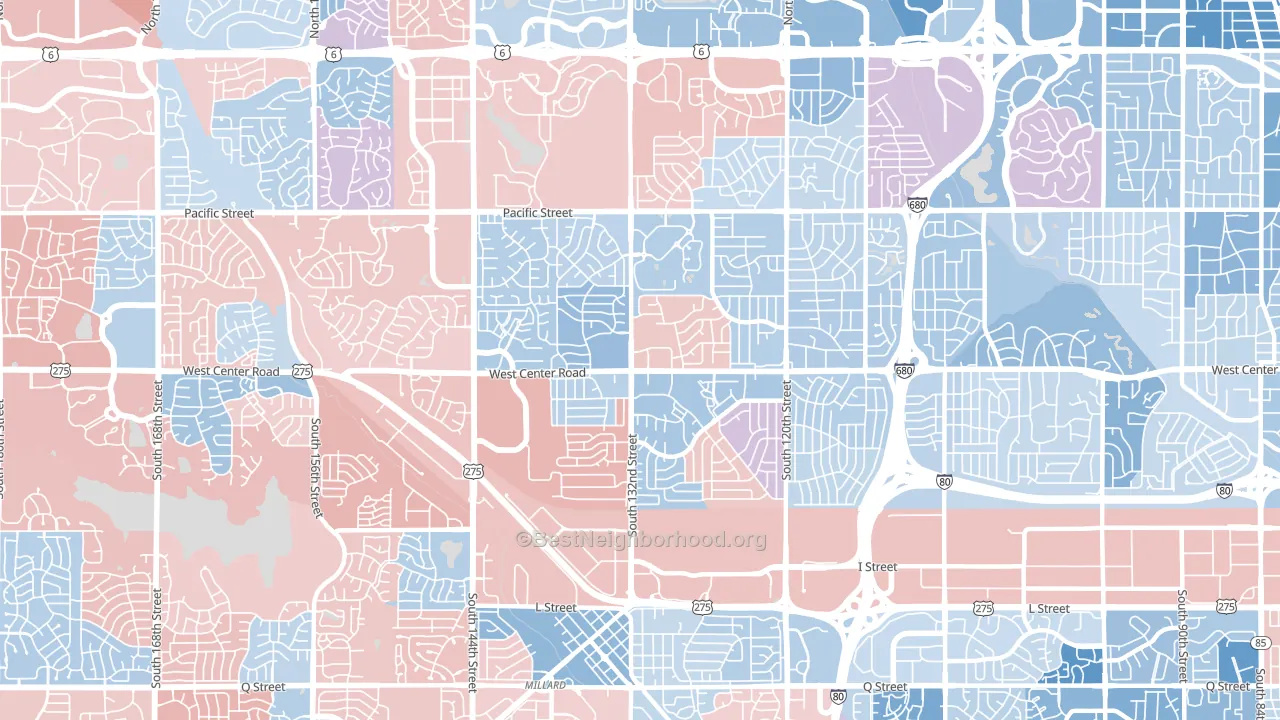 68144, NE block-group political-lean map