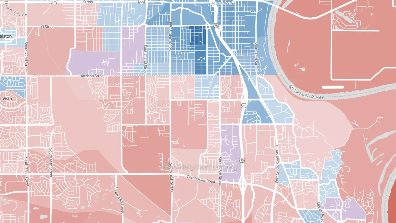 68147, NE block-group political-lean map
