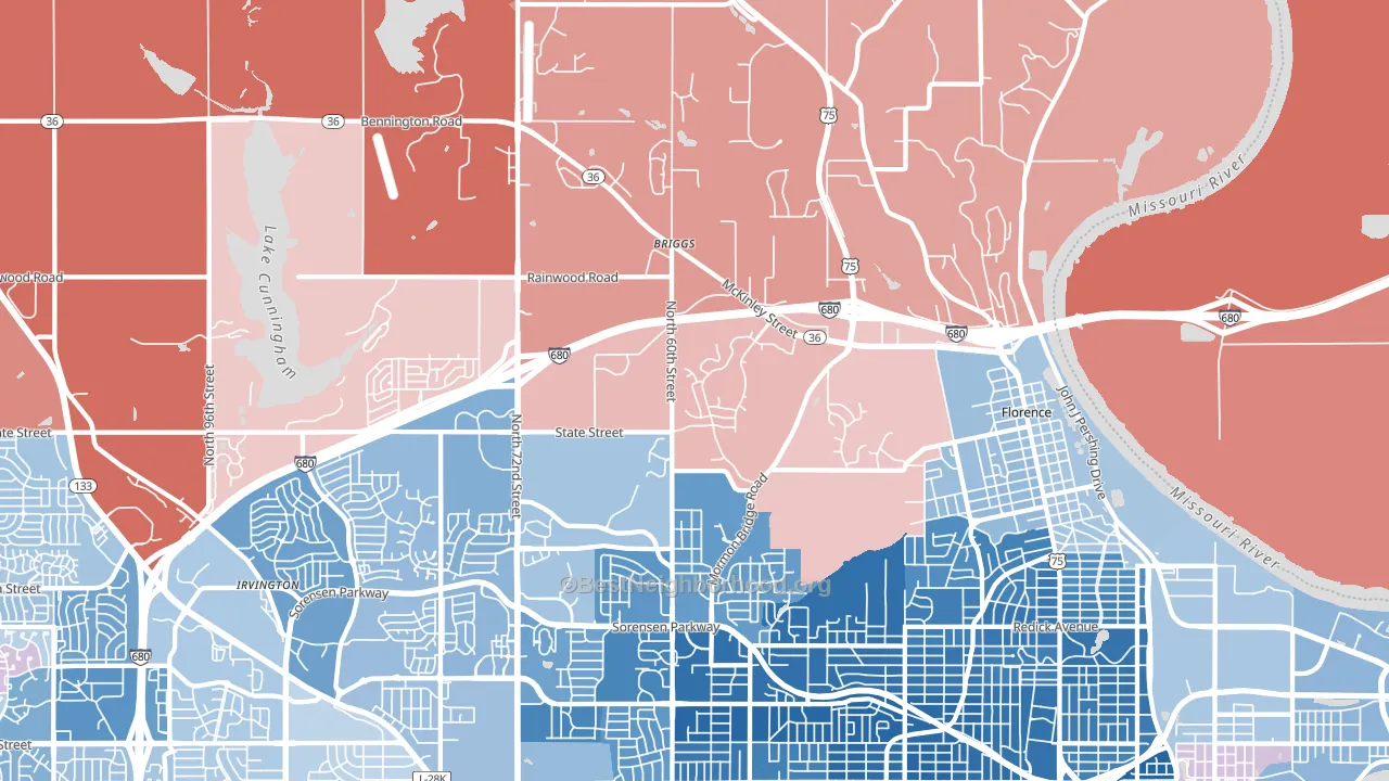 68152, NE block-group political-lean map