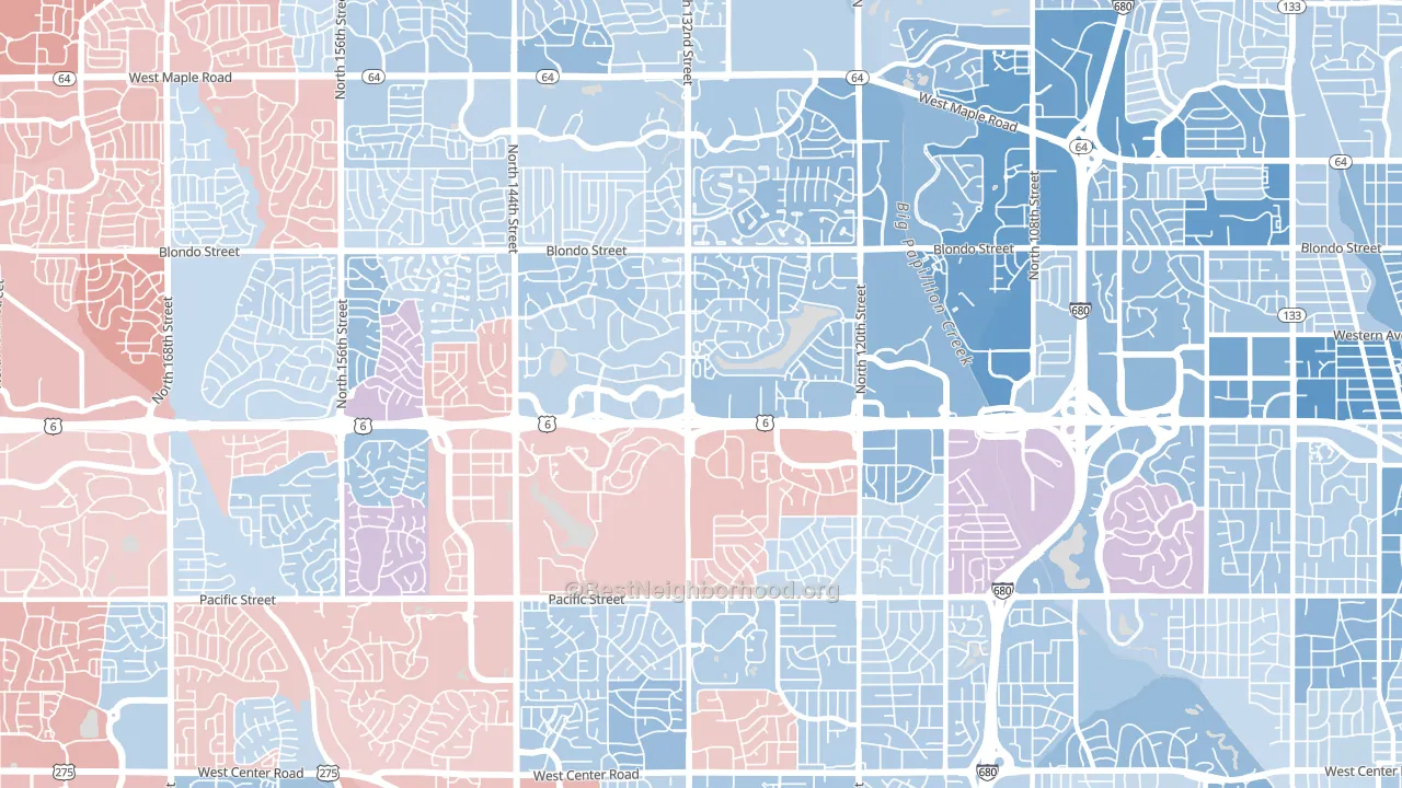 68154, NE block-group political-lean map