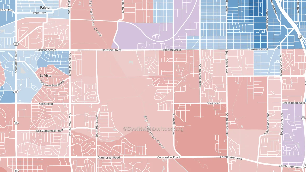 68157, NE block-group political-lean map