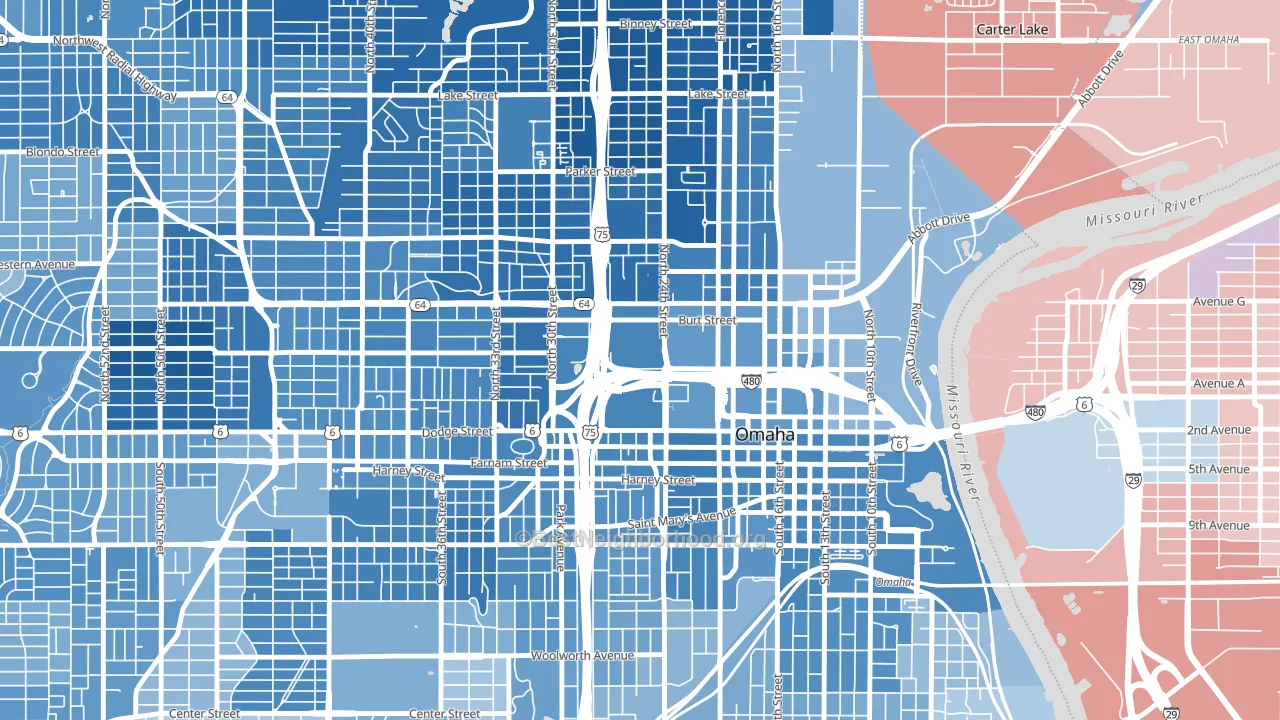 68178, NE block-group political-lean map