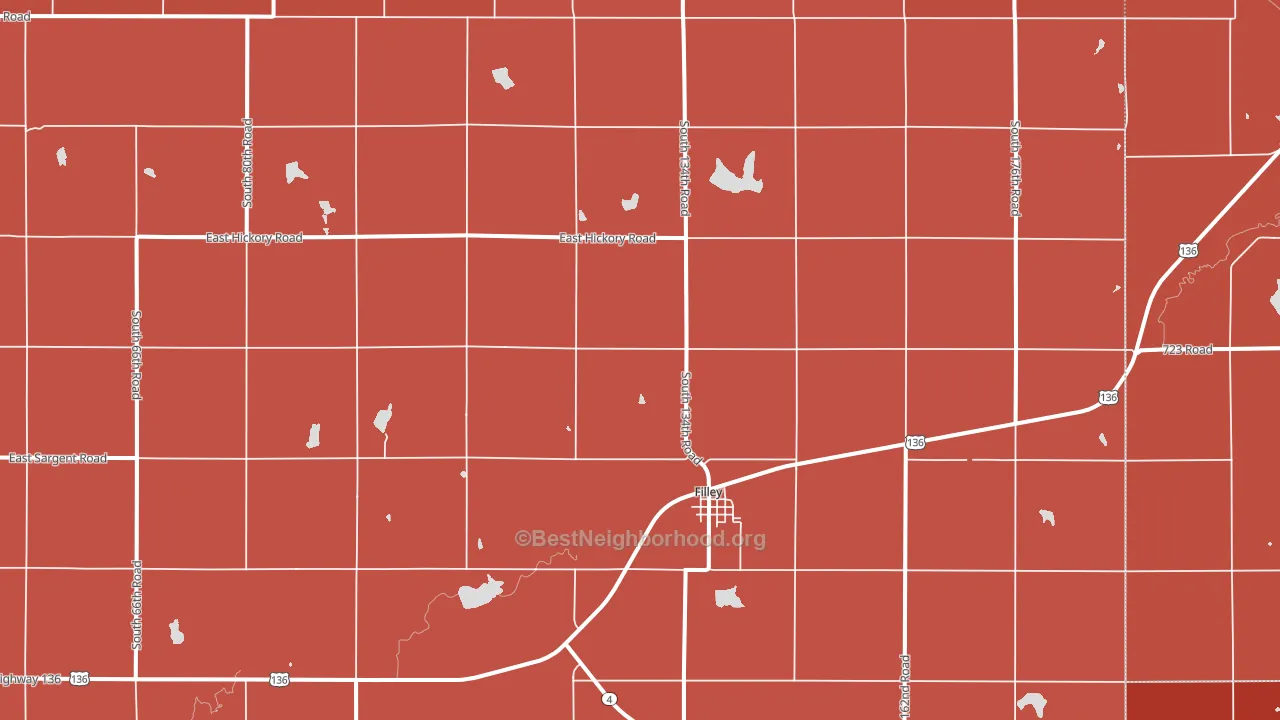 68357, NE block-group political-lean map