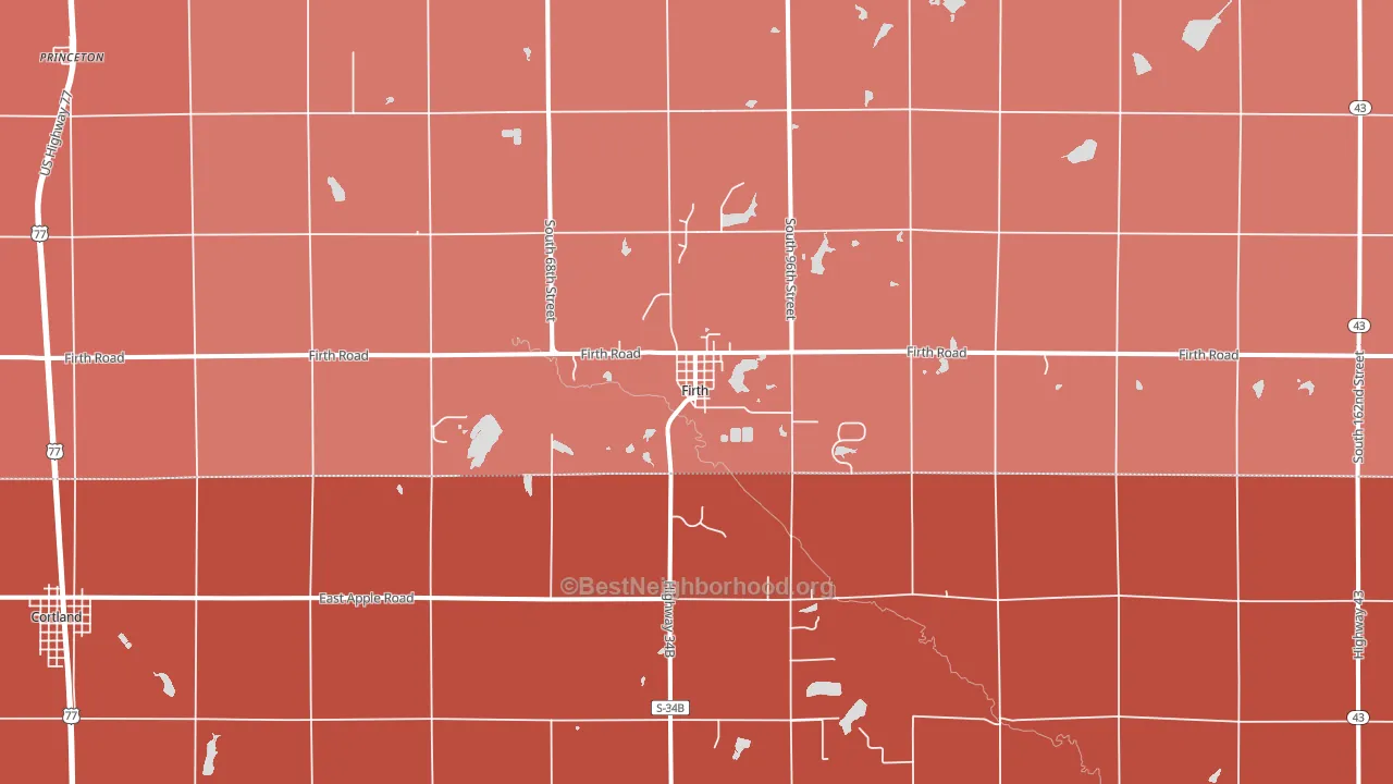 68358, NE block-group political-lean map