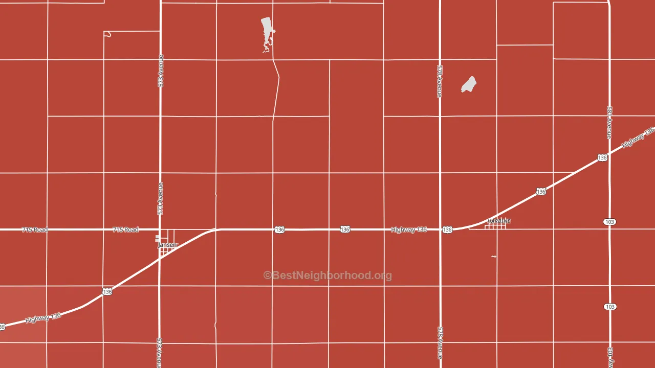 68377, NE block-group political-lean map