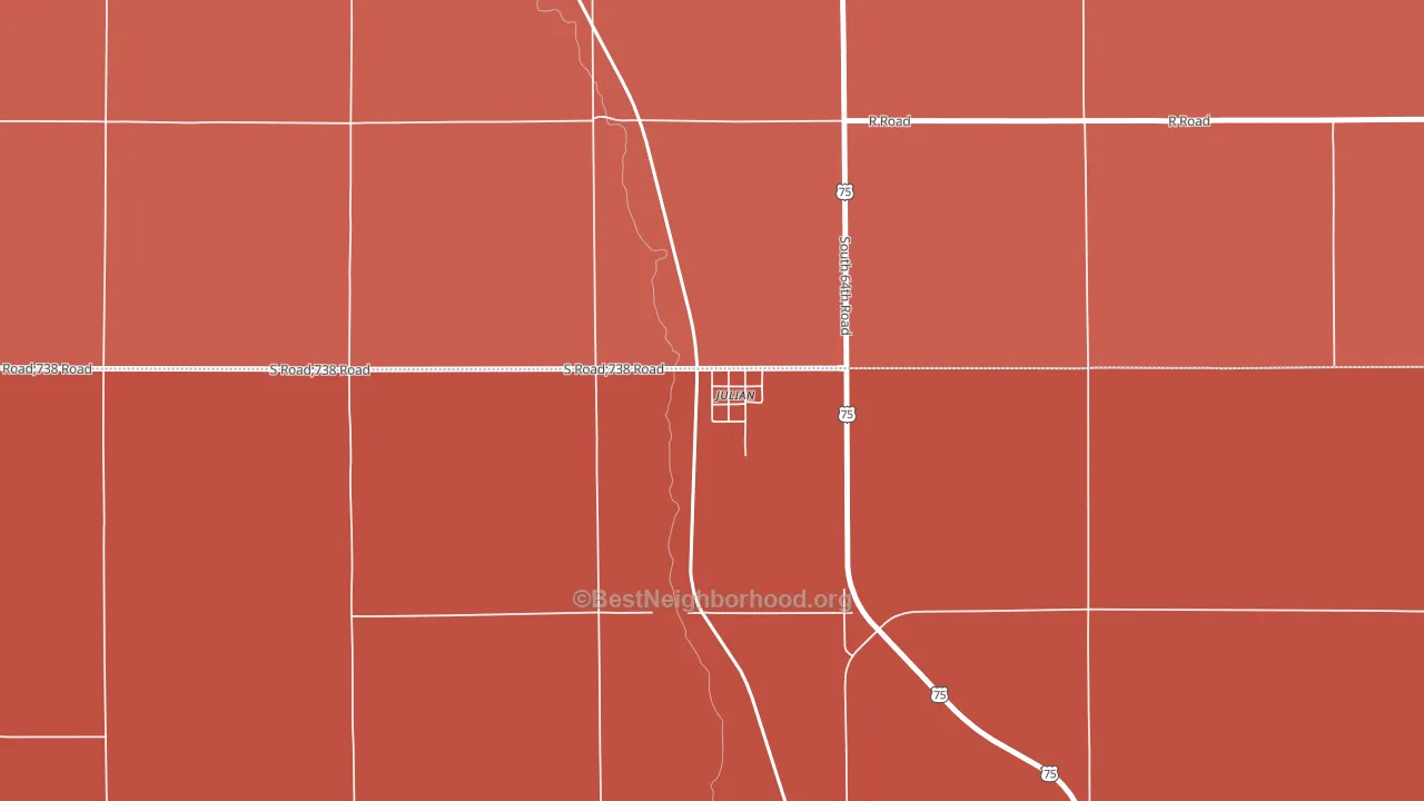 68379, NE block-group political-lean map