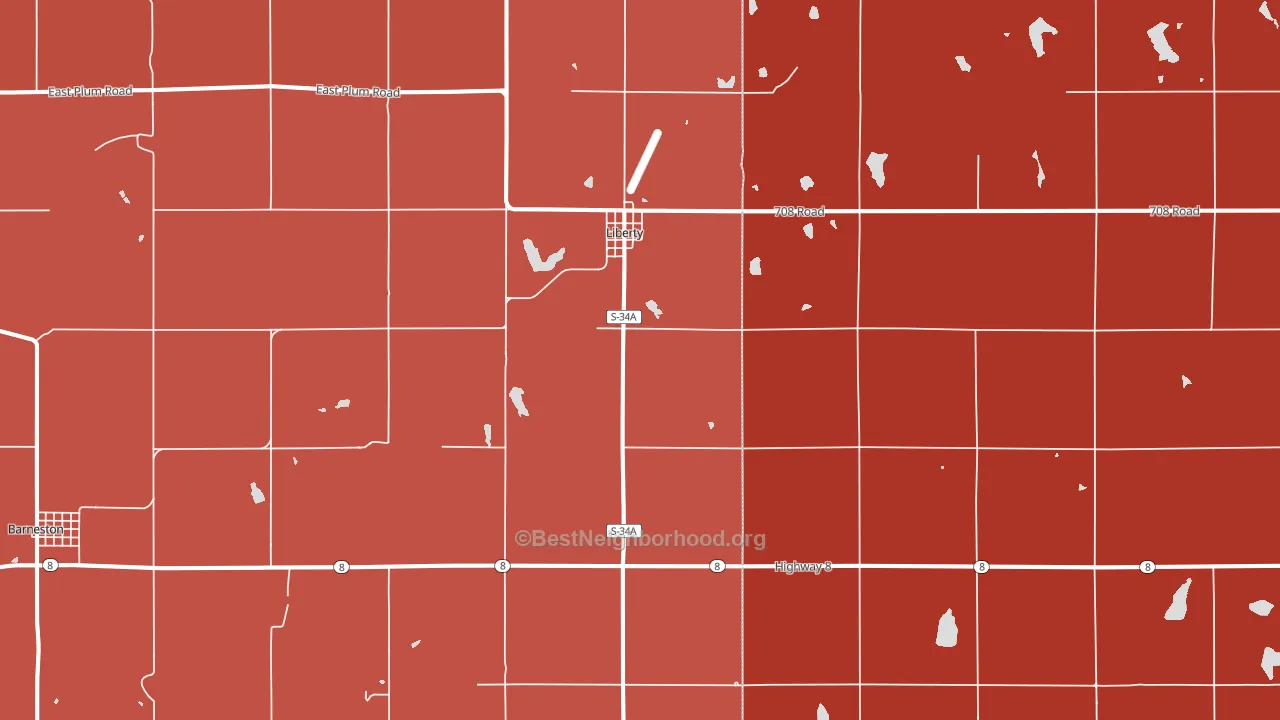 68381, NE block-group political-lean map