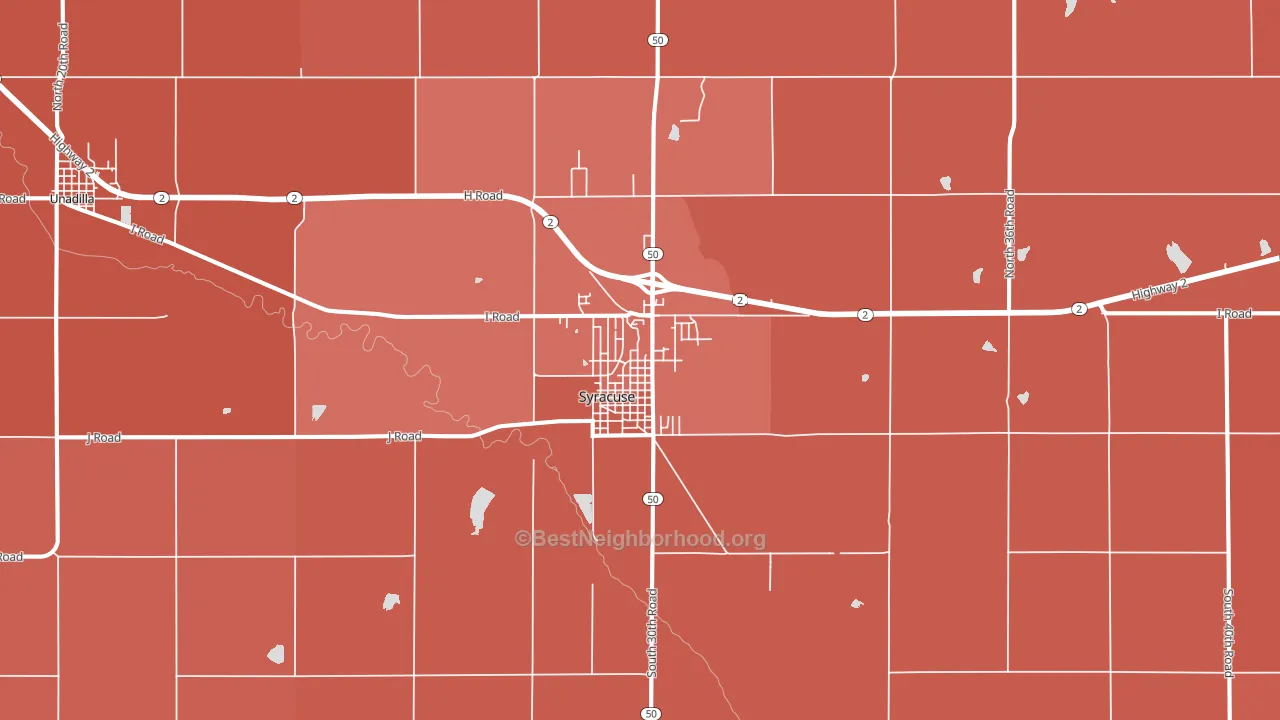 68446, NE block-group political-lean map