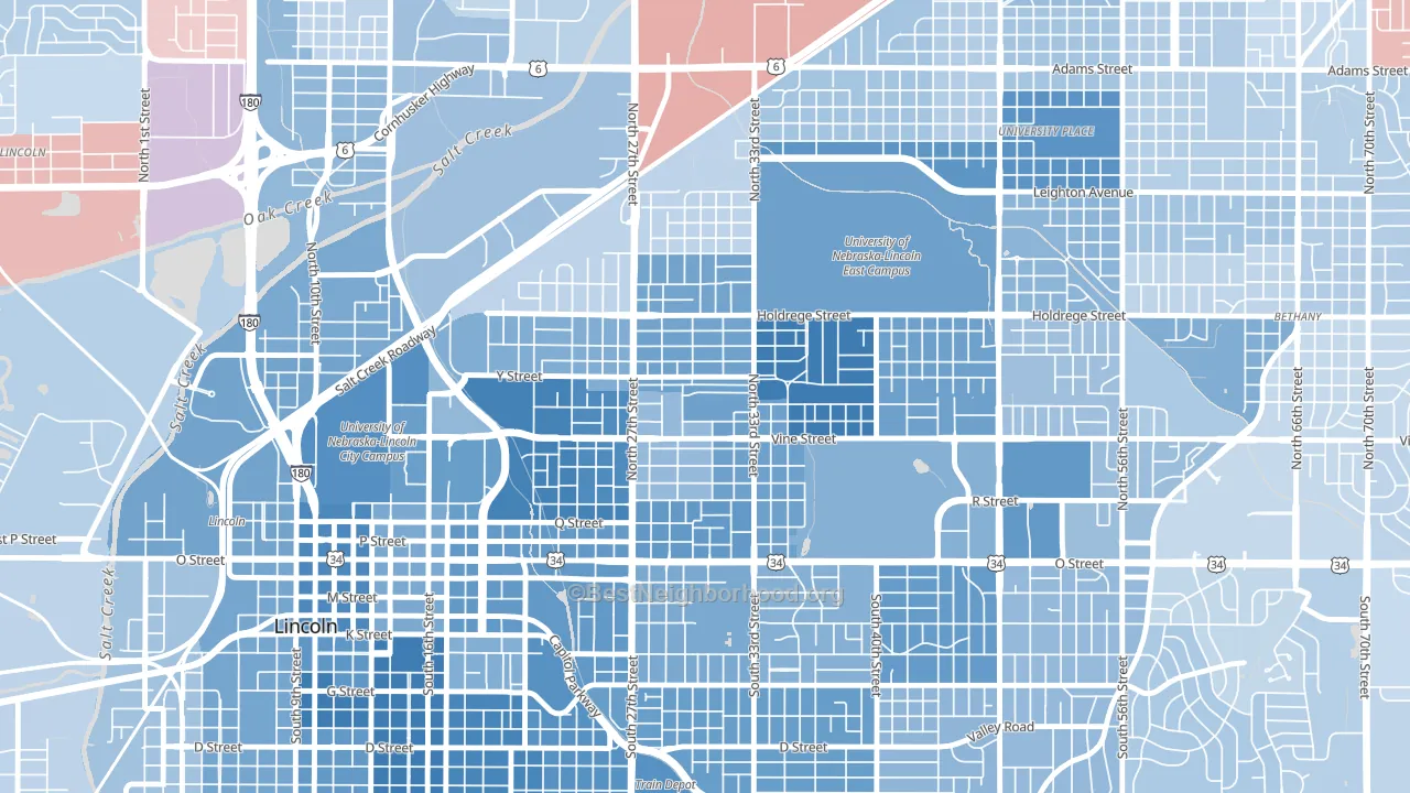 68503, NE block-group political-lean map