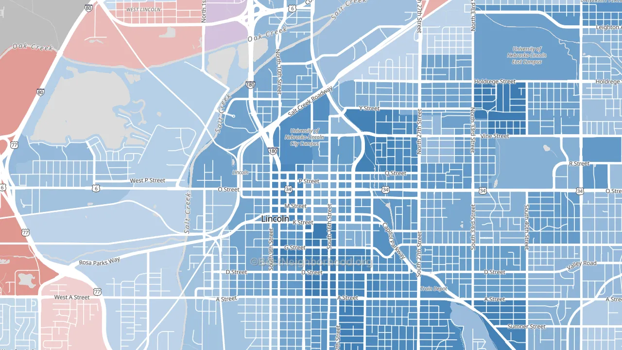 68508, NE block-group political-lean map