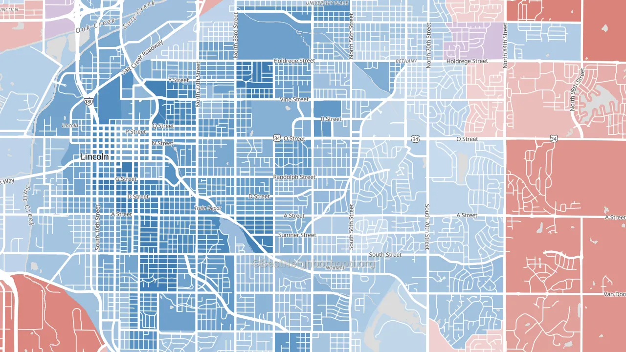 68510, NE block-group political-lean map