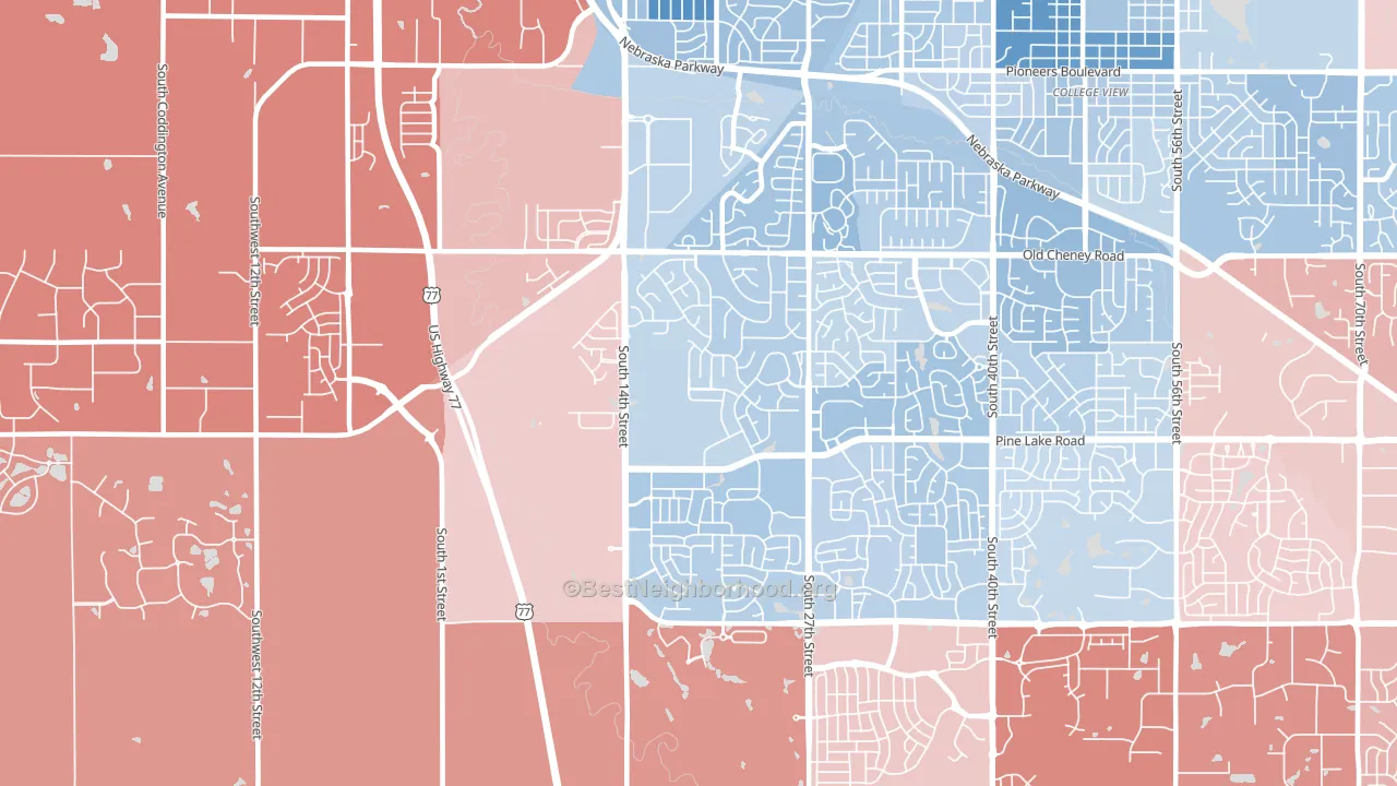68512, NE block-group political-lean map