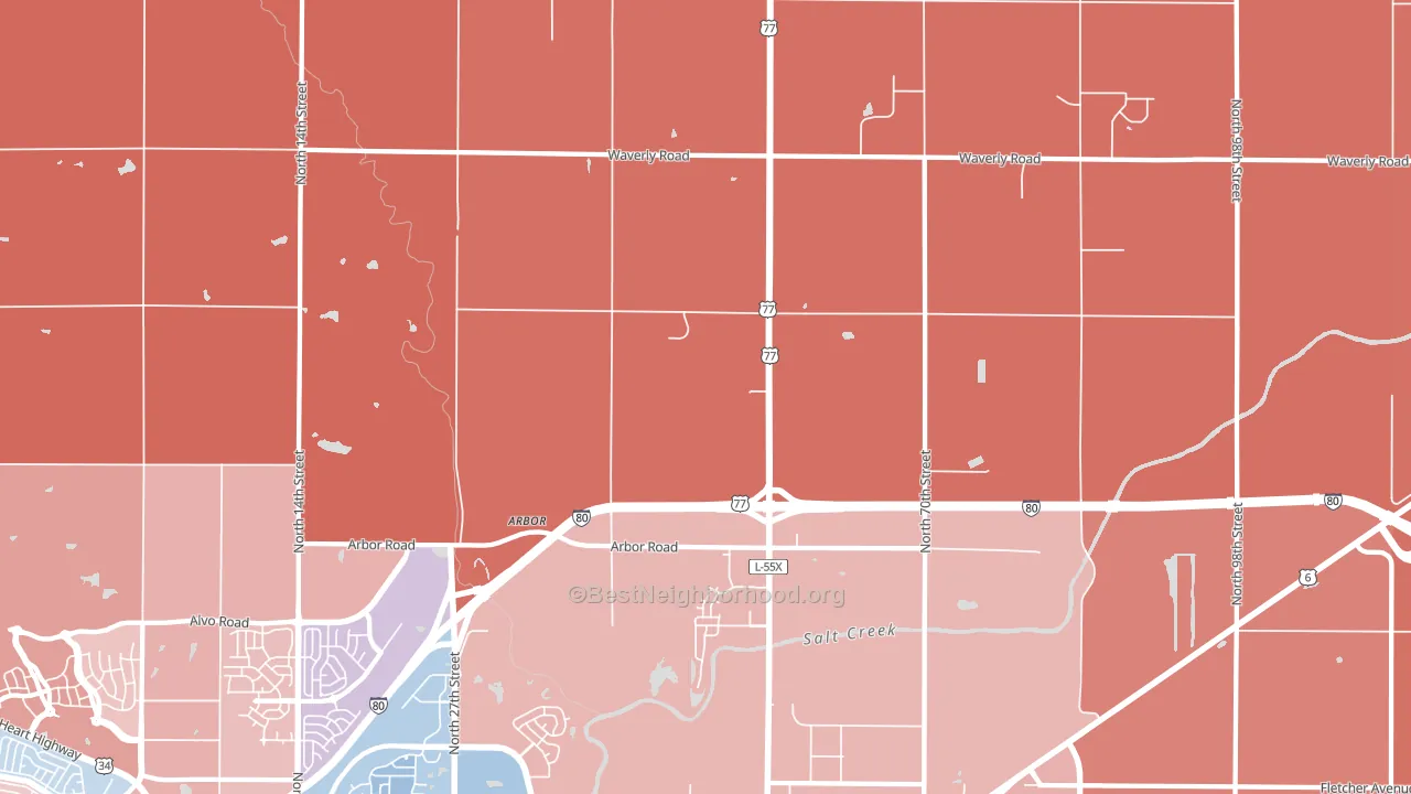 68514, NE block-group political-lean map