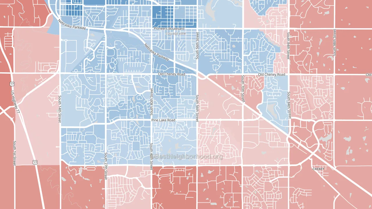68516, NE block-group political-lean map