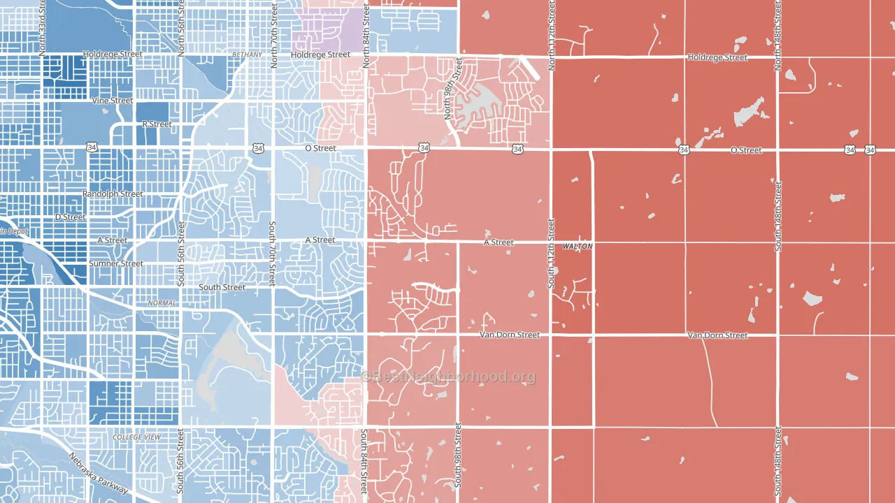 68520, NE block-group political-lean map