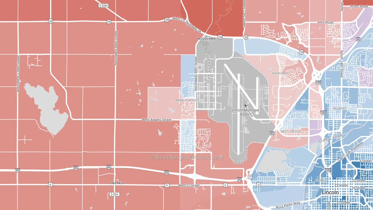 68524, NE block-group political-lean map