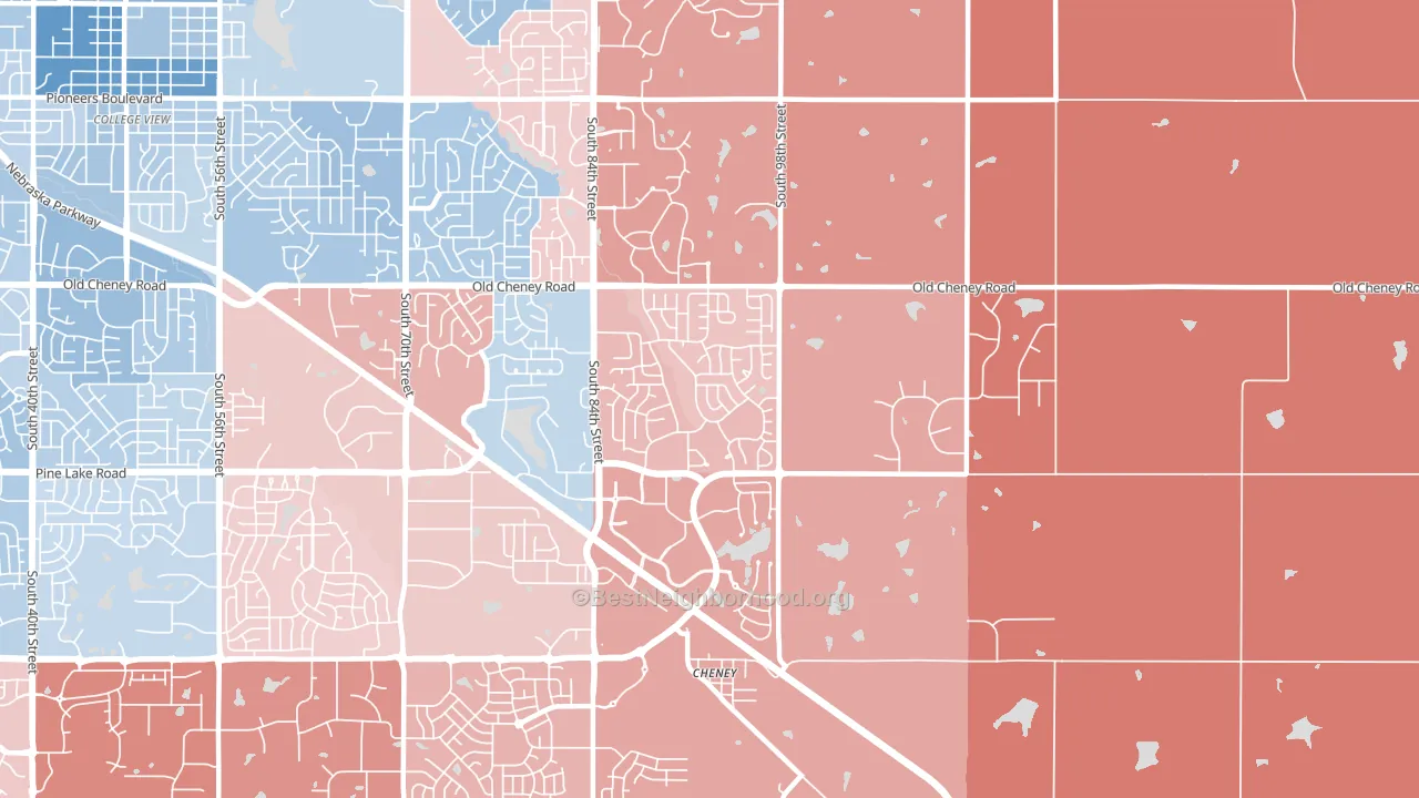 68526, NE block-group political-lean map