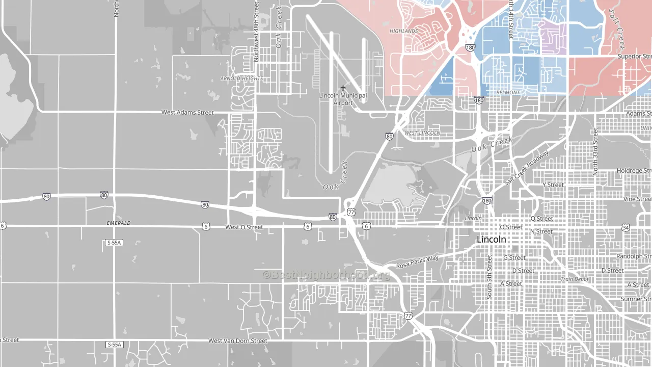 68528, NE block-group political-lean map