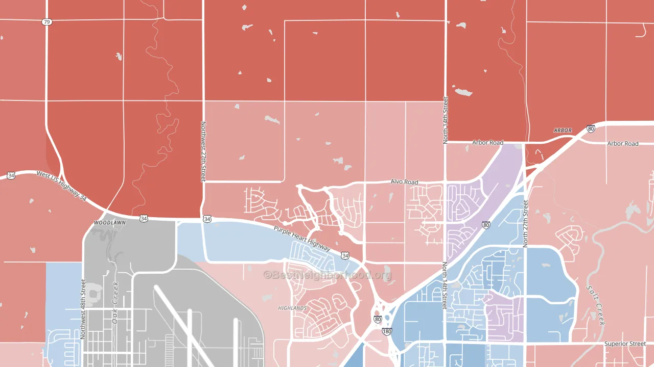 68531, NE block-group political-lean map