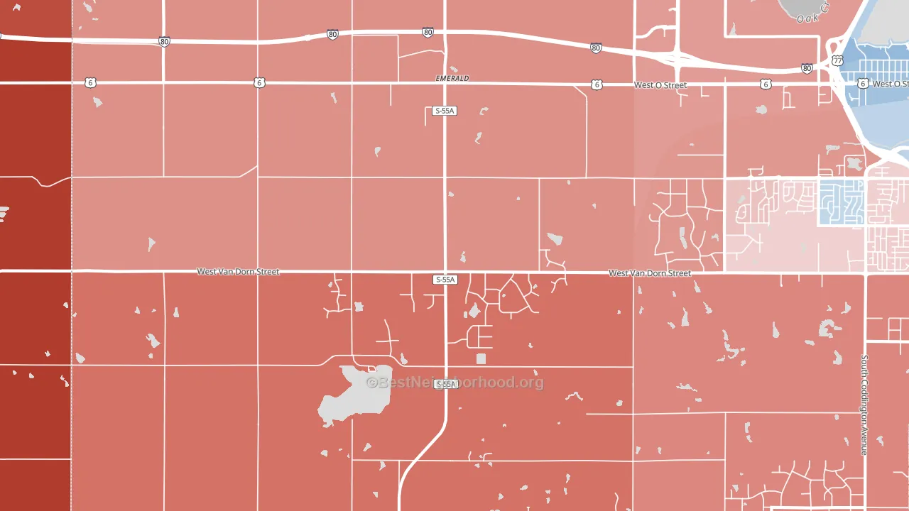 68532, NE block-group political-lean map