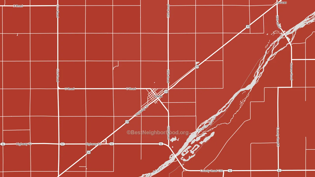 68628, NE block-group political-lean map