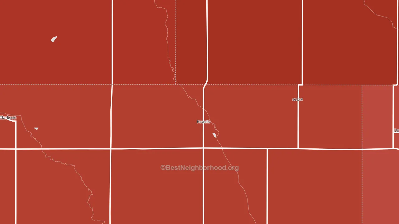 68641, NE block-group political-lean map