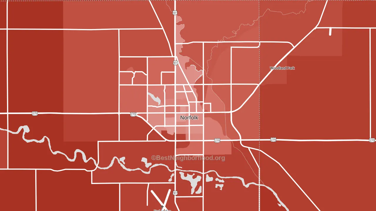 68701, NE block-group political-lean map