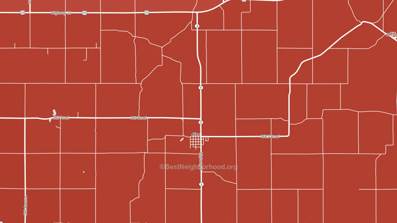 68710, NE block-group political-lean map