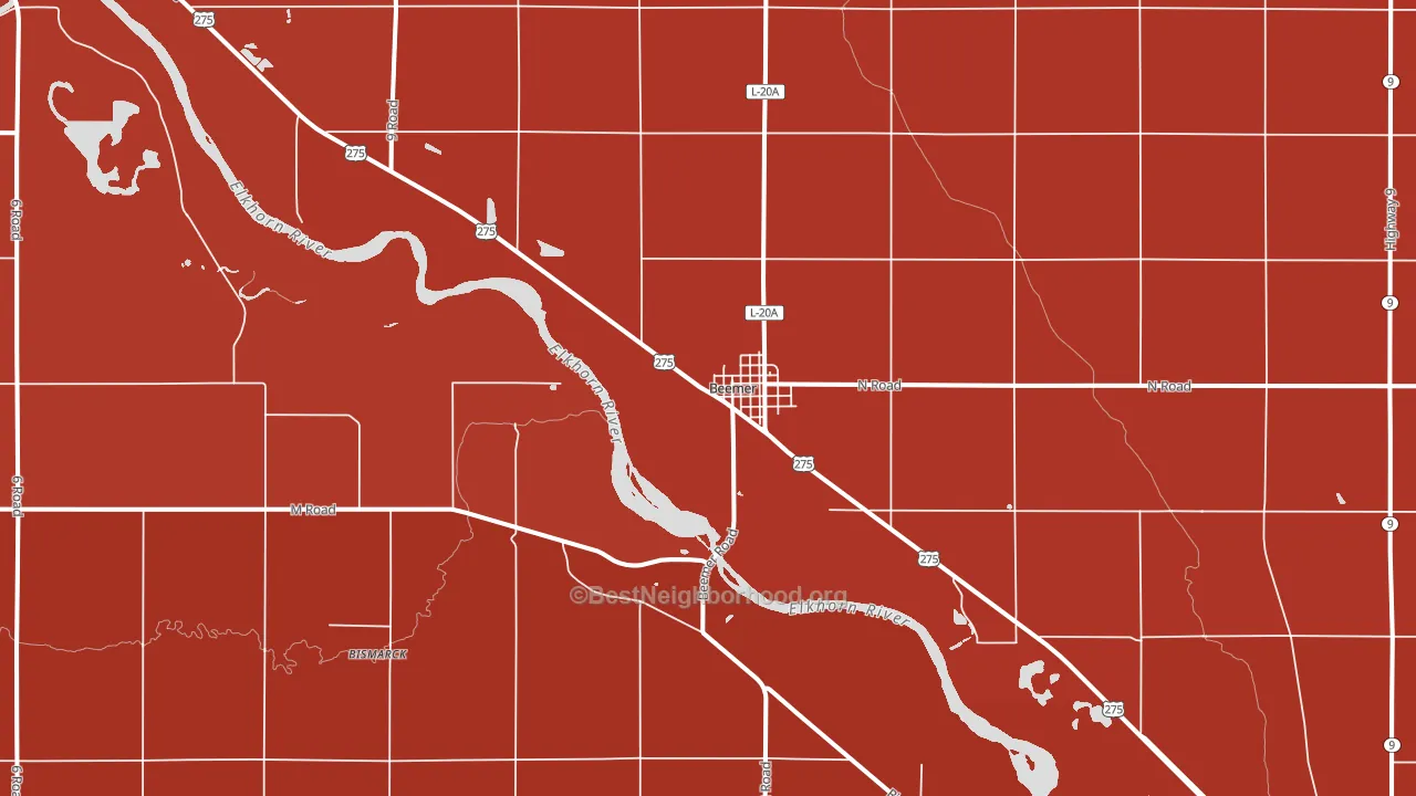 68716, NE block-group political-lean map