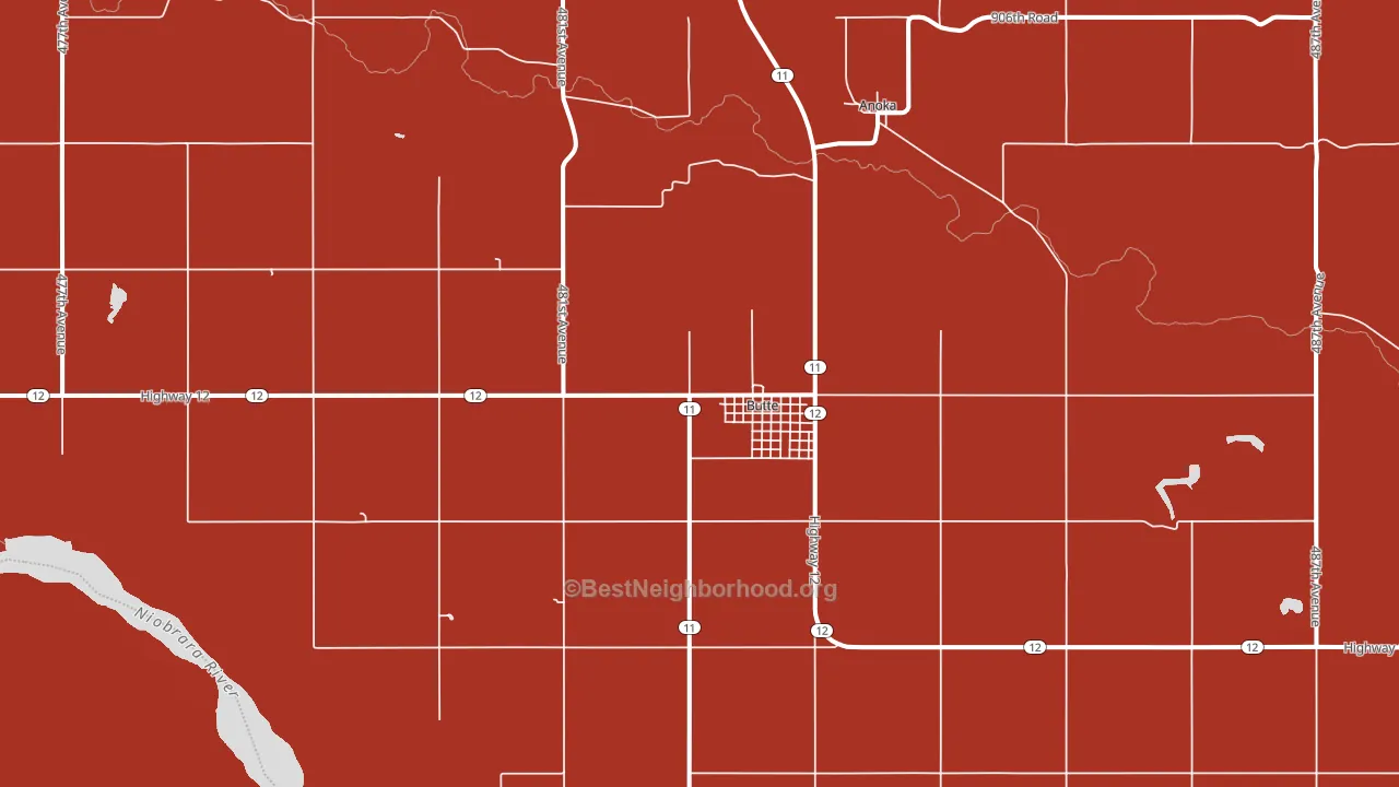 68722, NE block-group political-lean map