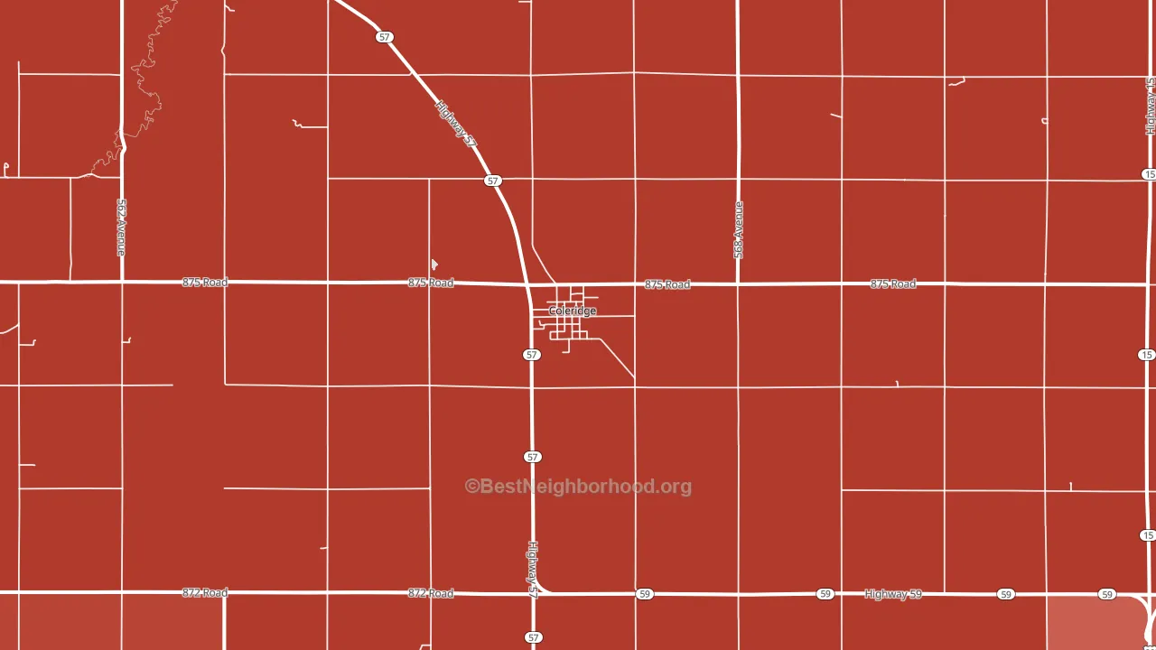 68727, NE block-group political-lean map