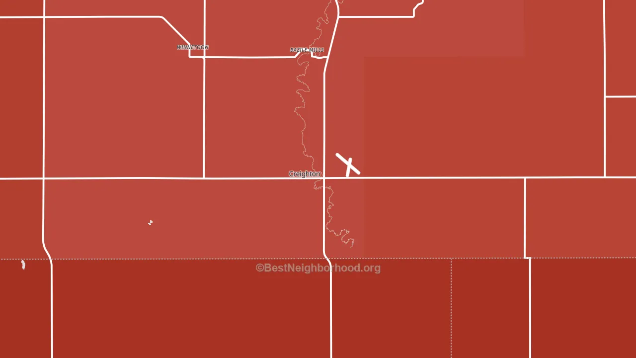 68729, NE block-group political-lean map