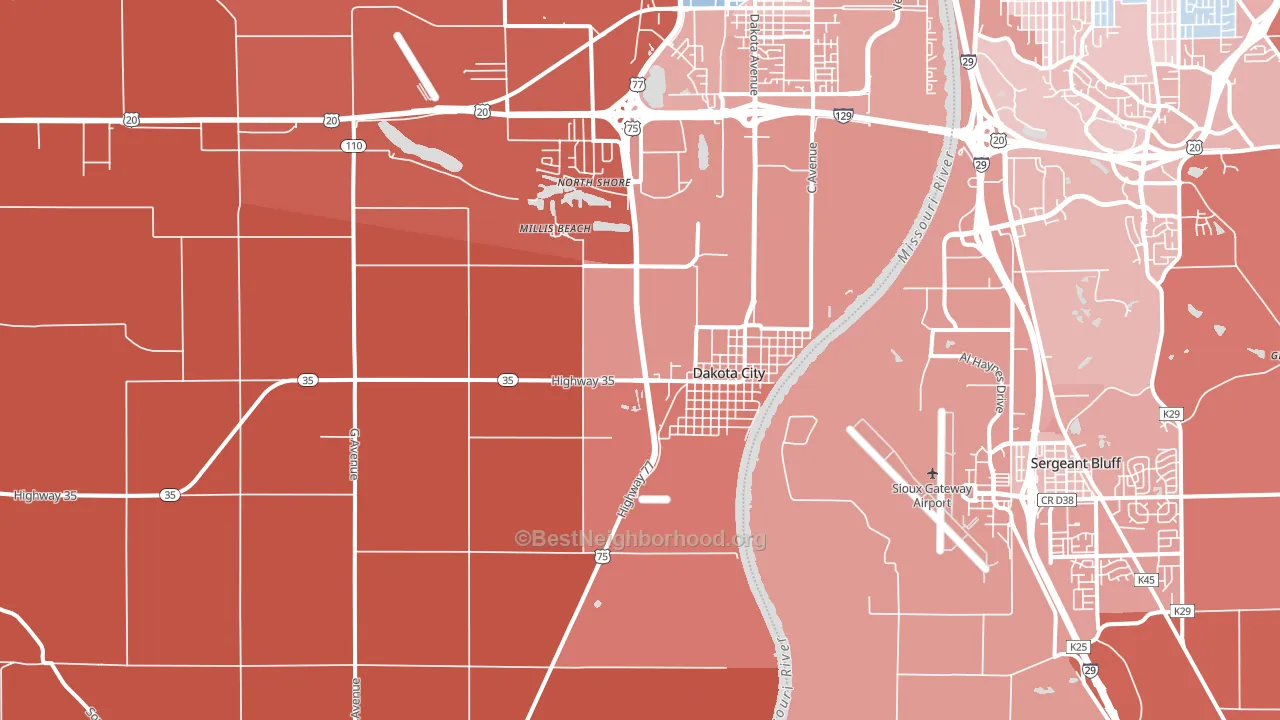 68731, NE block-group political-lean map