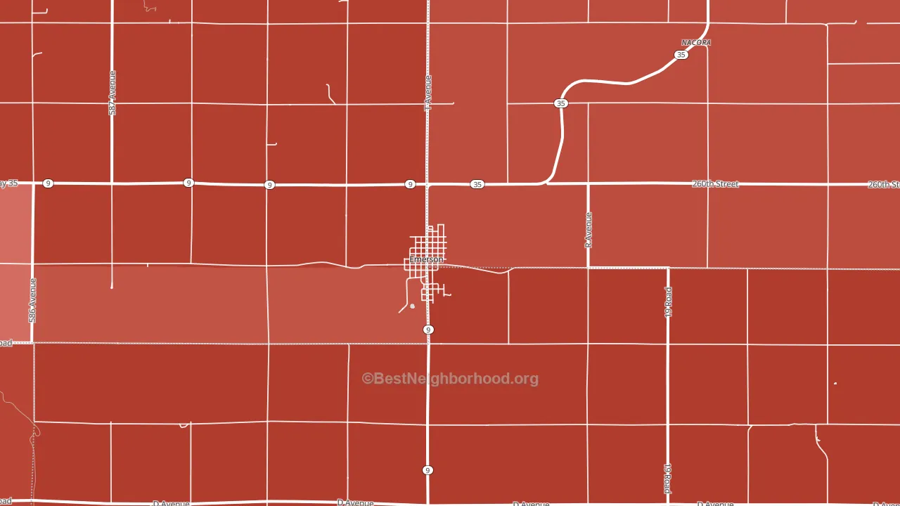 68733, NE block-group political-lean map