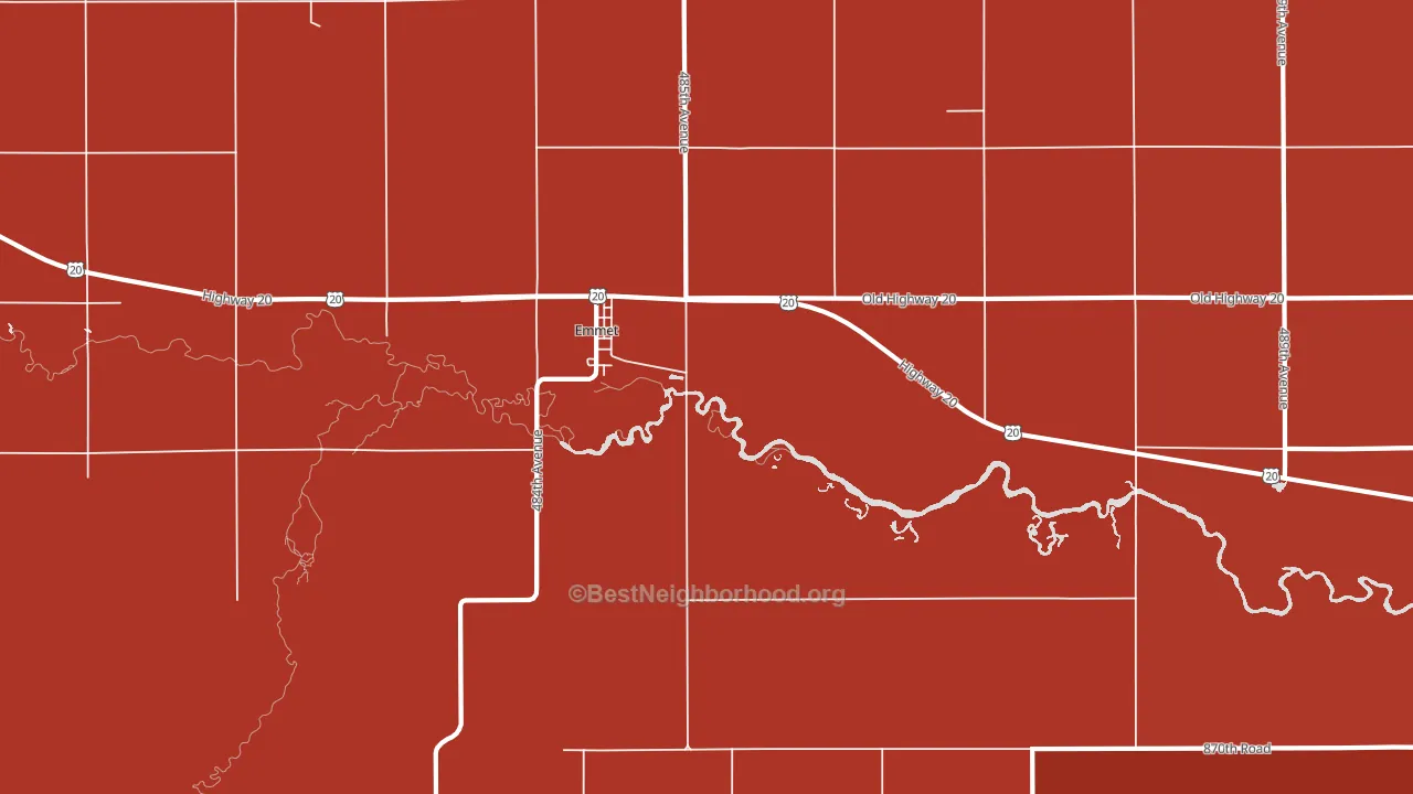 68734, NE block-group political-lean map