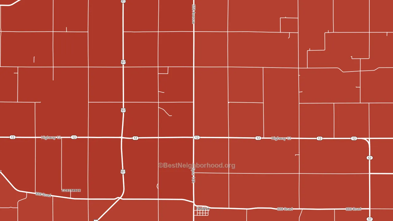 68736, NE block-group political-lean map