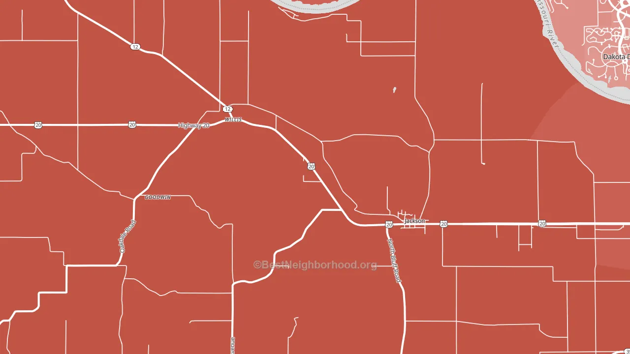 68743, NE block-group political-lean map
