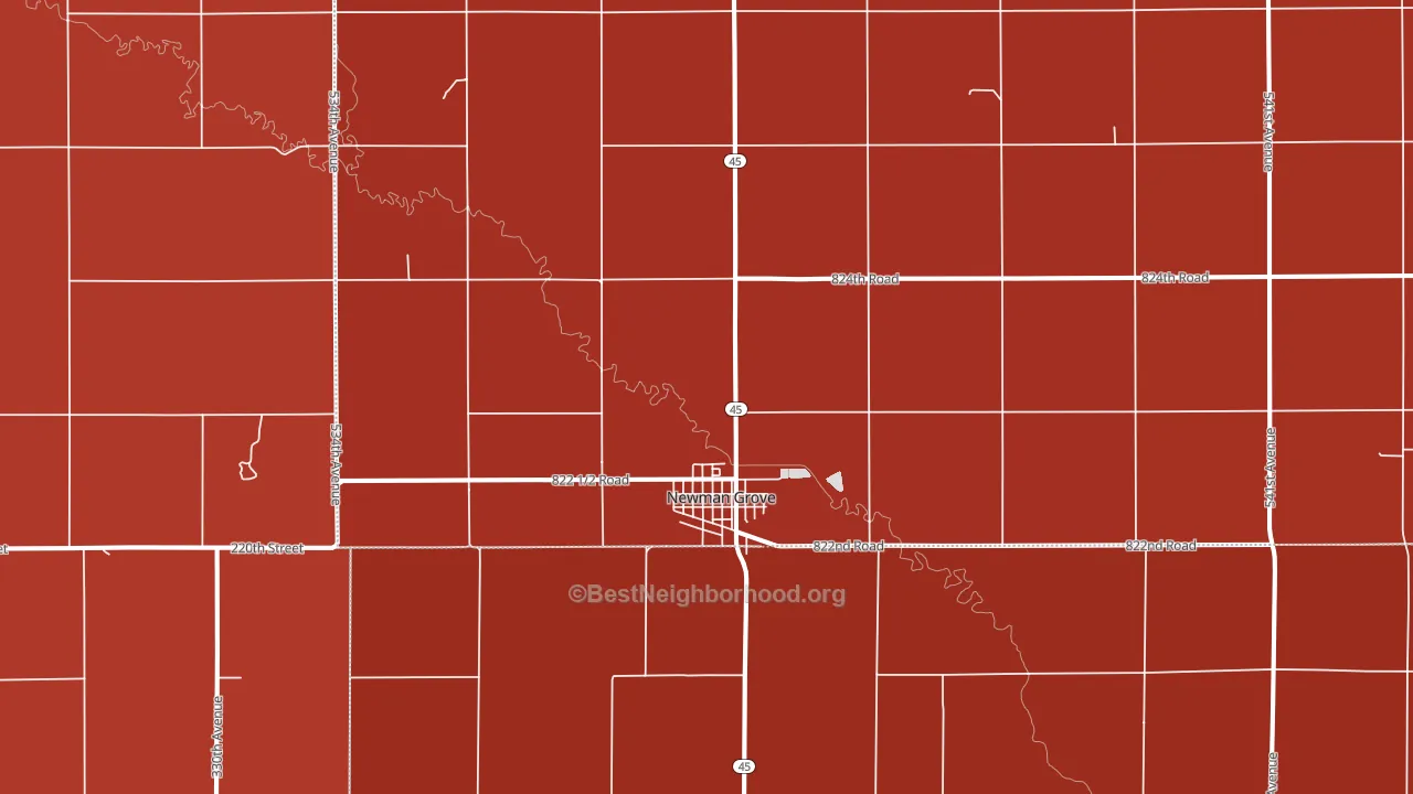 68758, NE block-group political-lean map