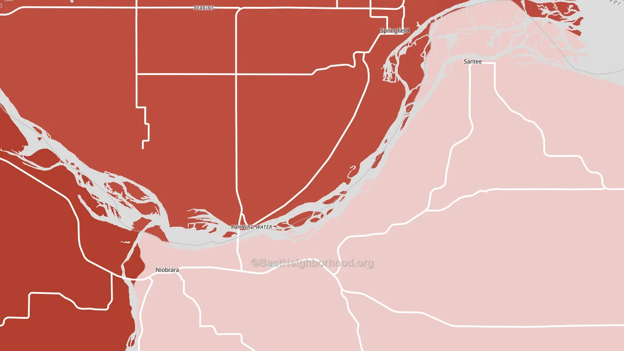 68760, NE block-group political-lean map