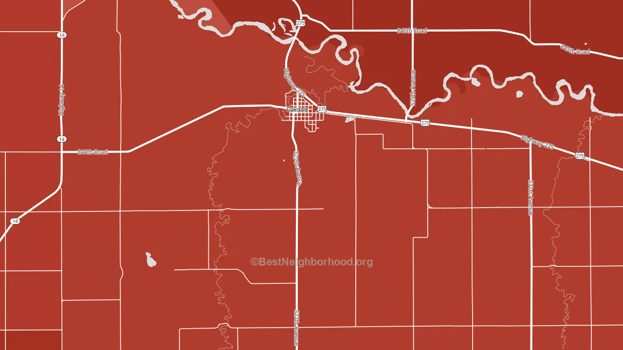 68761, NE block-group political-lean map
