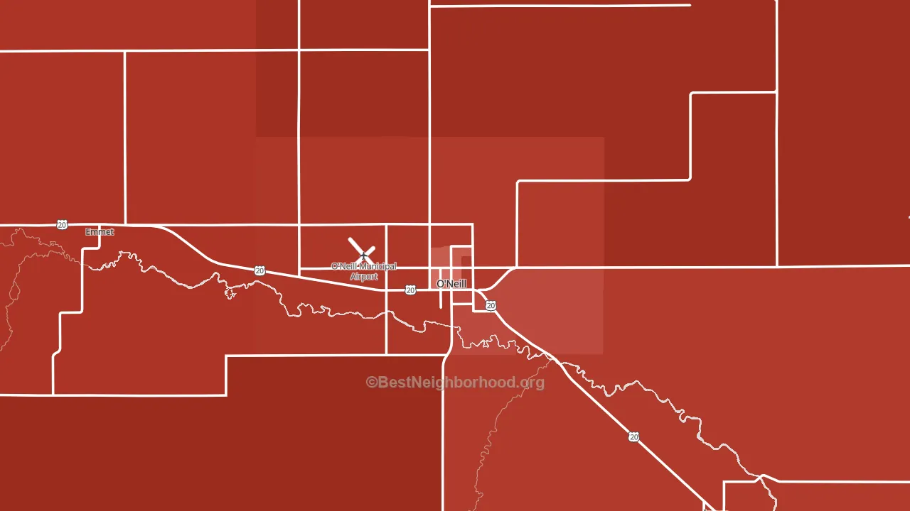 68763, NE block-group political-lean map