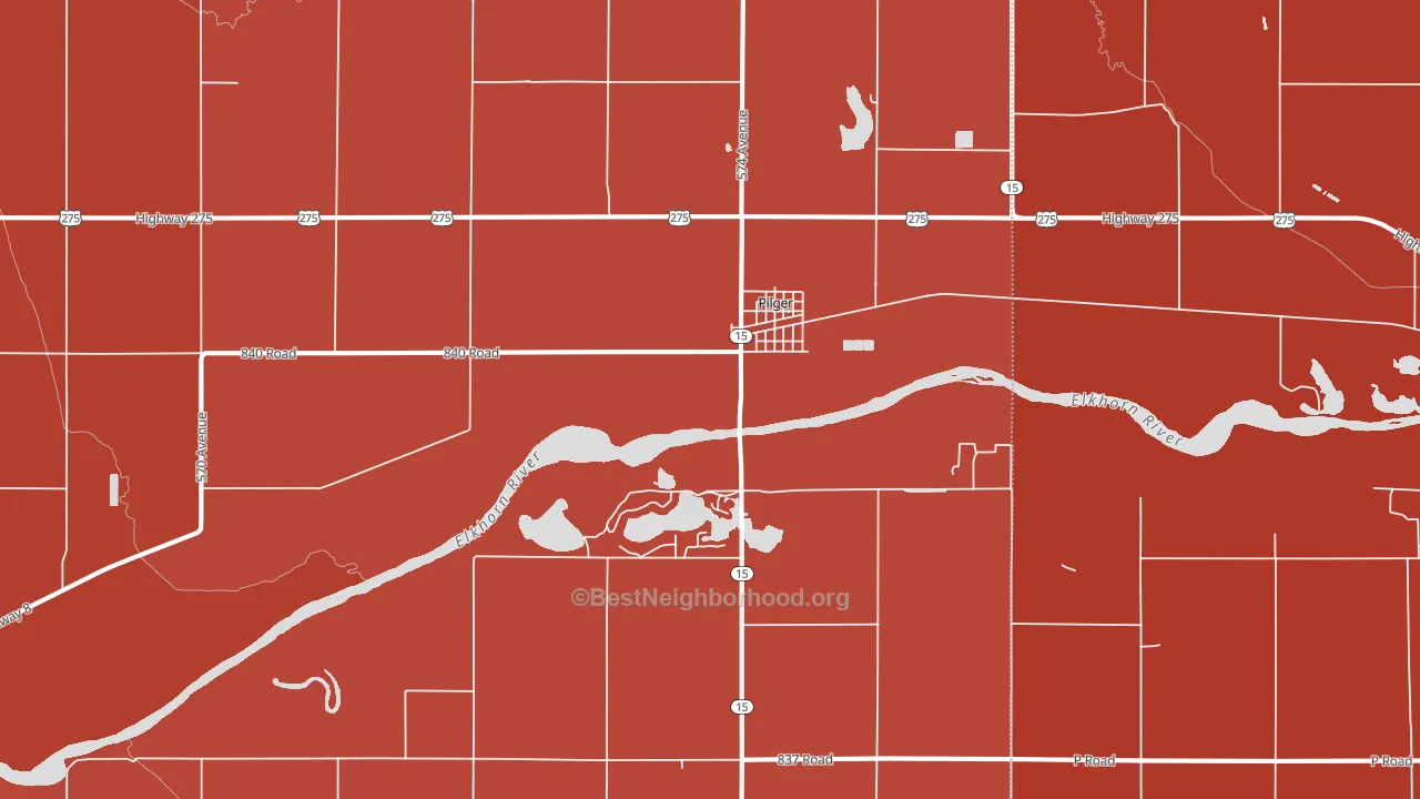 68768, NE block-group political-lean map