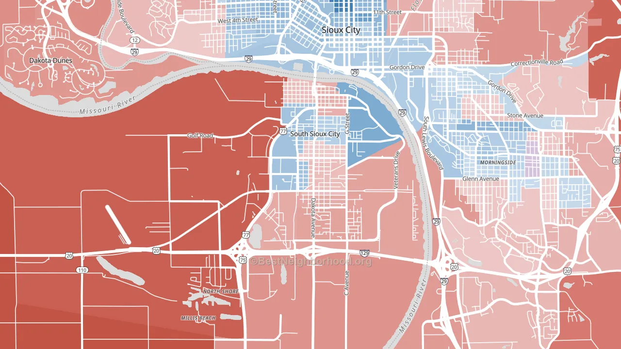 68776, NE block-group political-lean map